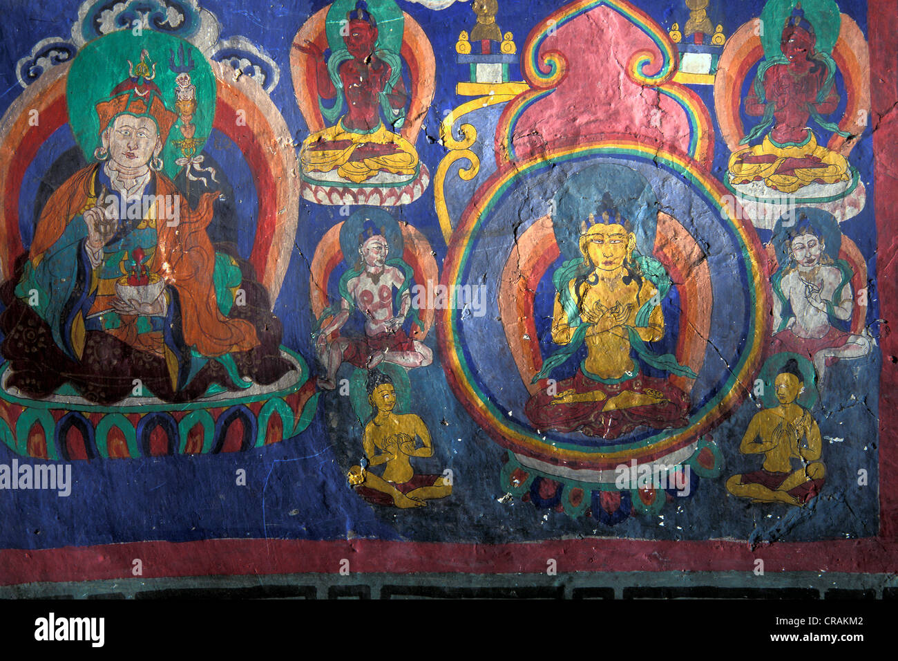Fresco, Lalung ou monastère Gompa, Lahaul et Spiti, Himachal Pradesh, Inde himalayenne, l'Inde du Nord, l'Asie Banque D'Images