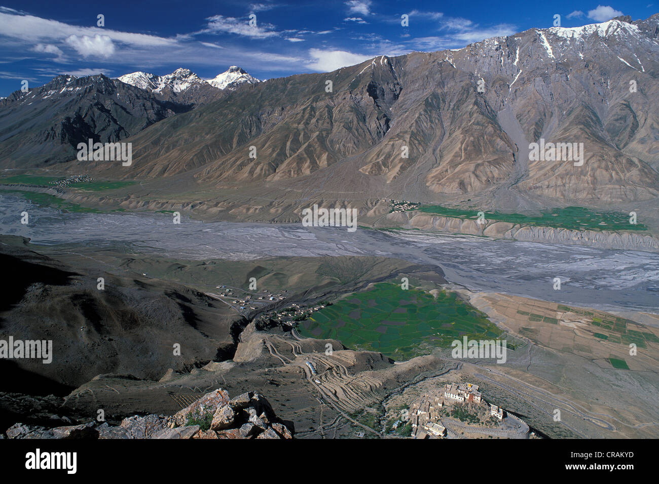 Spiti Valley près de Ki, Lahoul Spiti, et l'Himalaya indien, Himachal Pradesh, Inde du Nord, Inde, Asie Banque D'Images