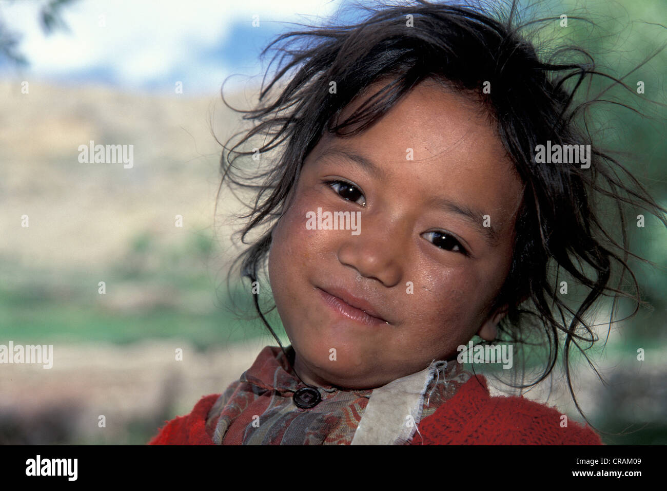 Girl, portrait, Dhankar, Spiti, Himachal Pradesh, Inde himalayenne, l'Inde du Nord, Inde, Asie Banque D'Images