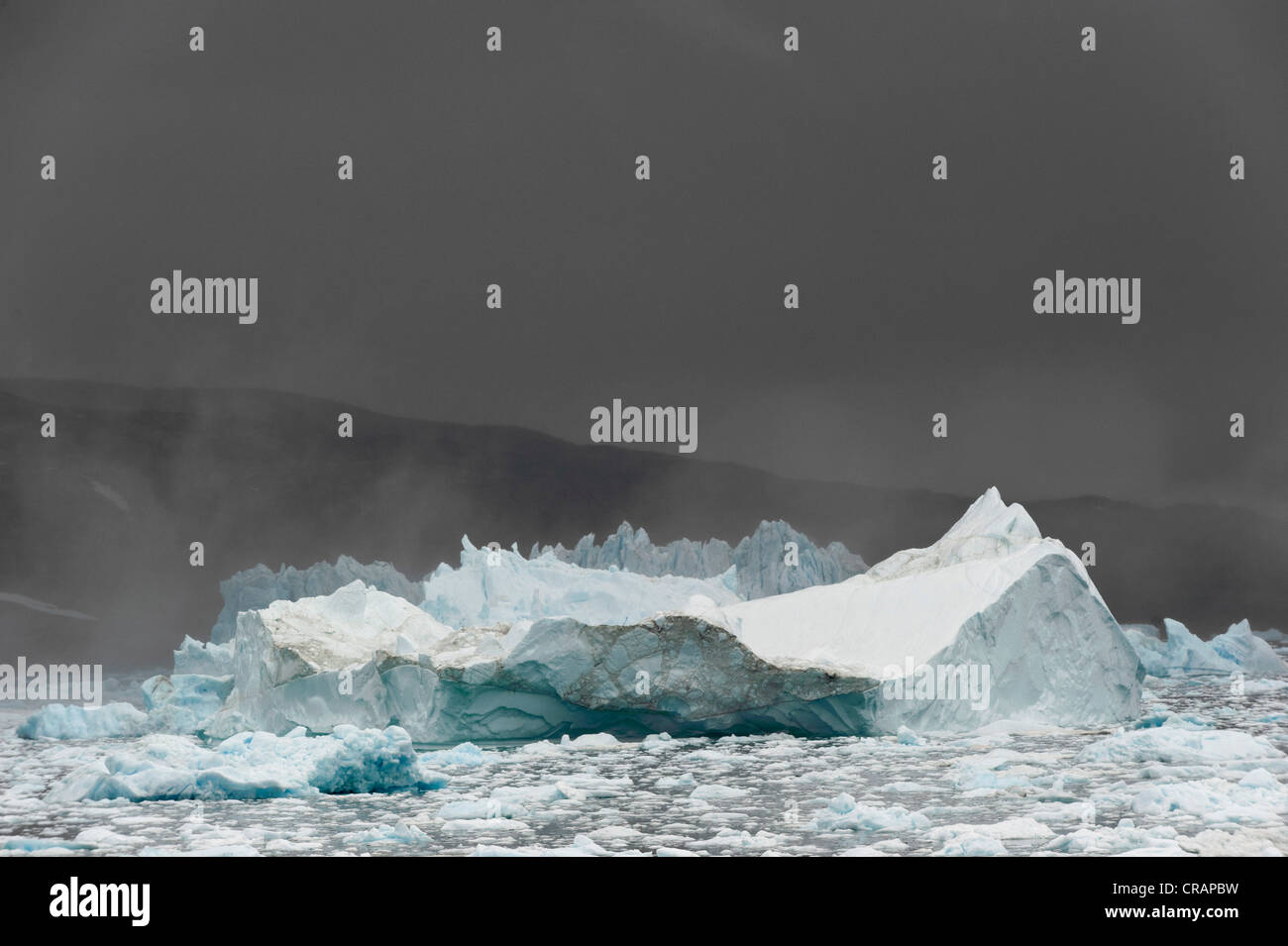 Les icebergs, Johan Petersen Fjord, Est du Groenland, Greenland Banque D'Images