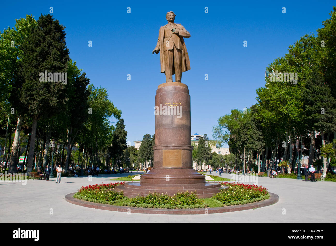Statue dans le centre de Bakou, Azerbaïdjan, Caucase, Moyen-Orient Banque D'Images