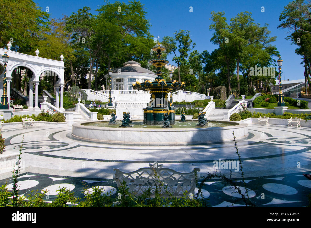 La place de la fontaine, Bakou, Azerbaïdjan, Caucase, Moyen-Orient Banque D'Images