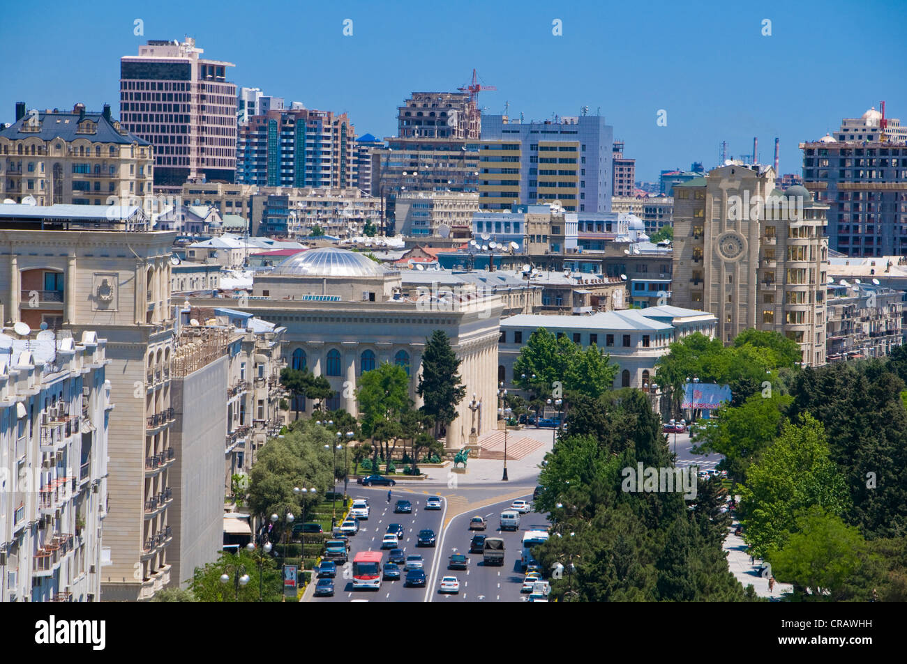 Vue sur Bakou, vue panoramique, l'Azerbaïdjan, au Moyen-Orient Banque D'Images