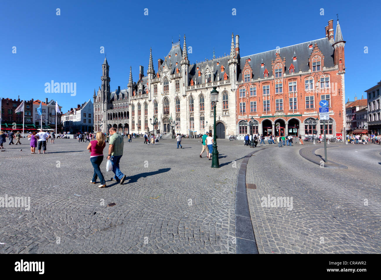 Palais du gouvernement provincial, Provinciaal Hof, Cour provinciale, Grote Markt place du marché, centre-ville historique de Bruges Banque D'Images