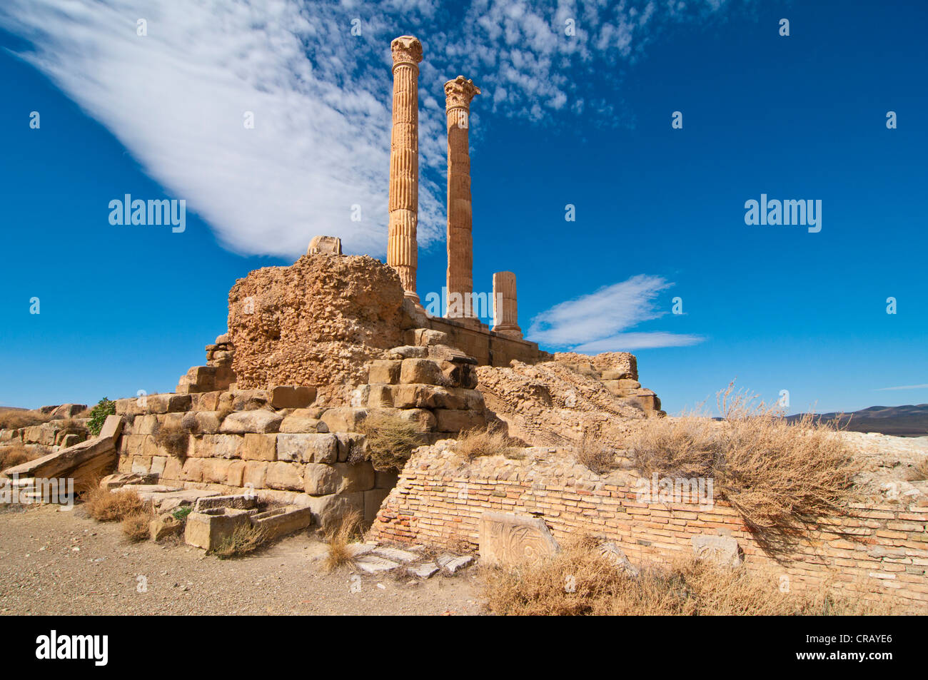 Les ruines romaines de Timgad, Site du patrimoine mondial de l'UNESCO, l'Algérie, l'Afrique Banque D'Images