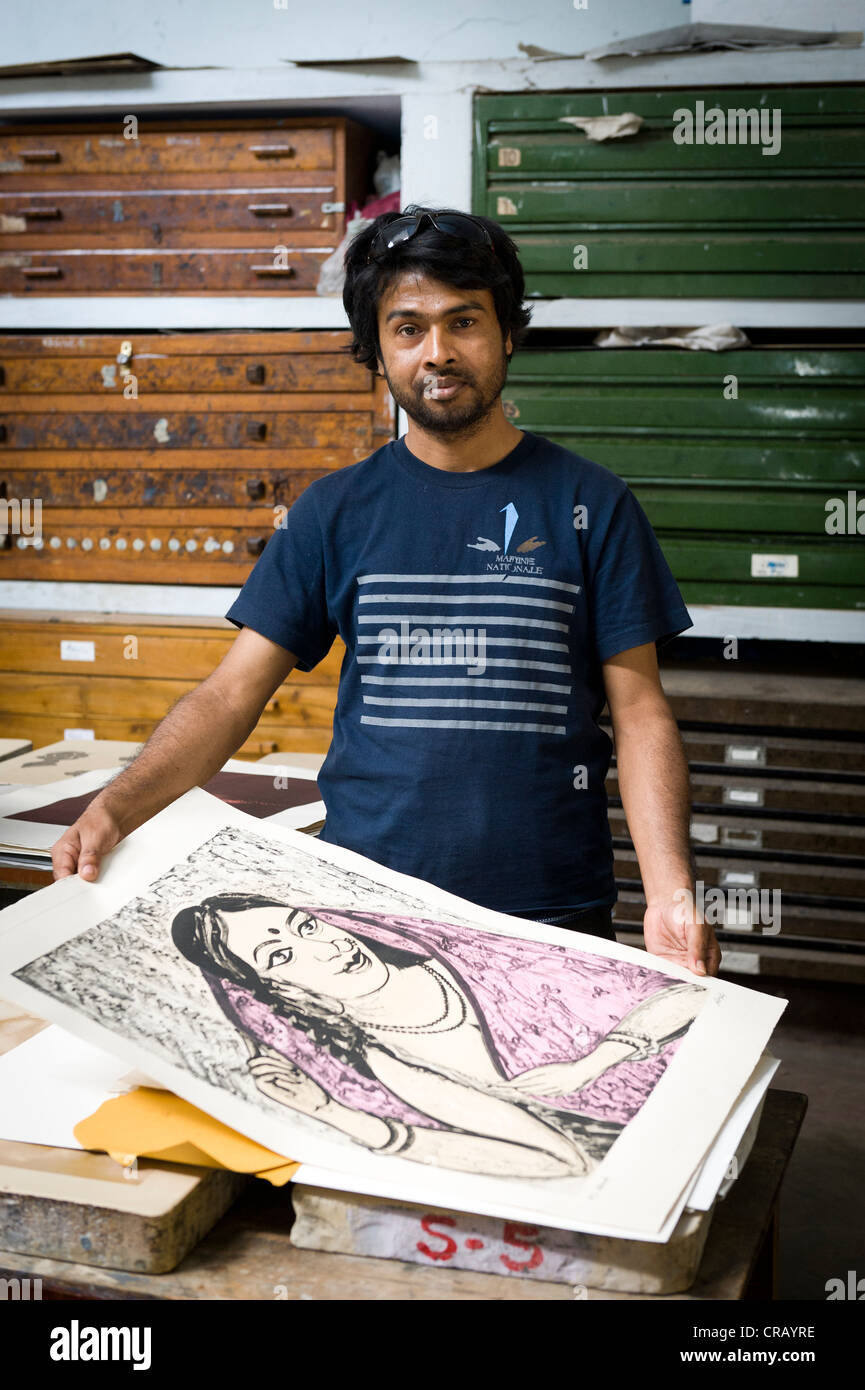 Art student du Bangladesh, de l'Université de Visva-Bharati, Shanti Niketan, Bengale occidental, Inde, Asie Banque D'Images
