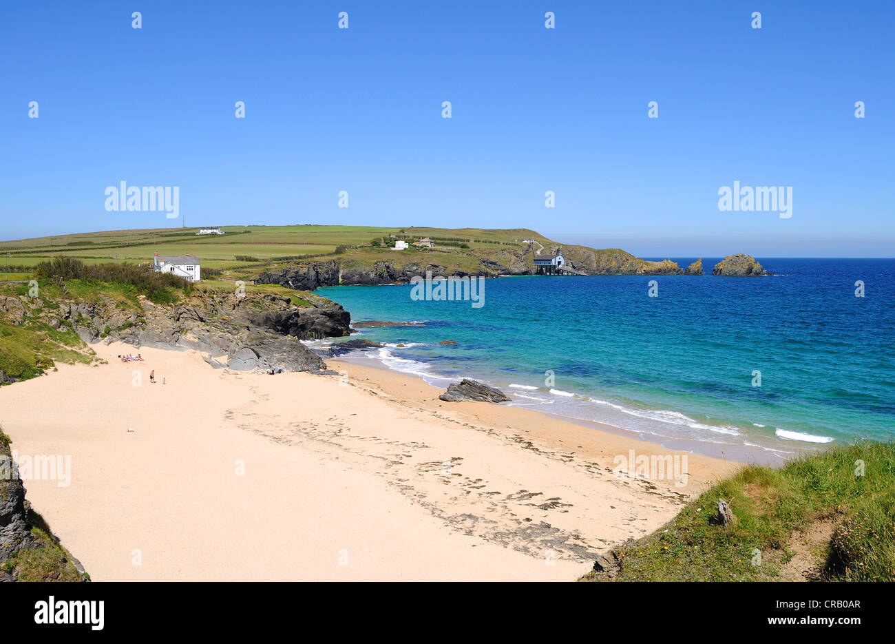 Plage de sable à Mère Iveys Bay près de Padstow à North Cornwall, UK Banque D'Images