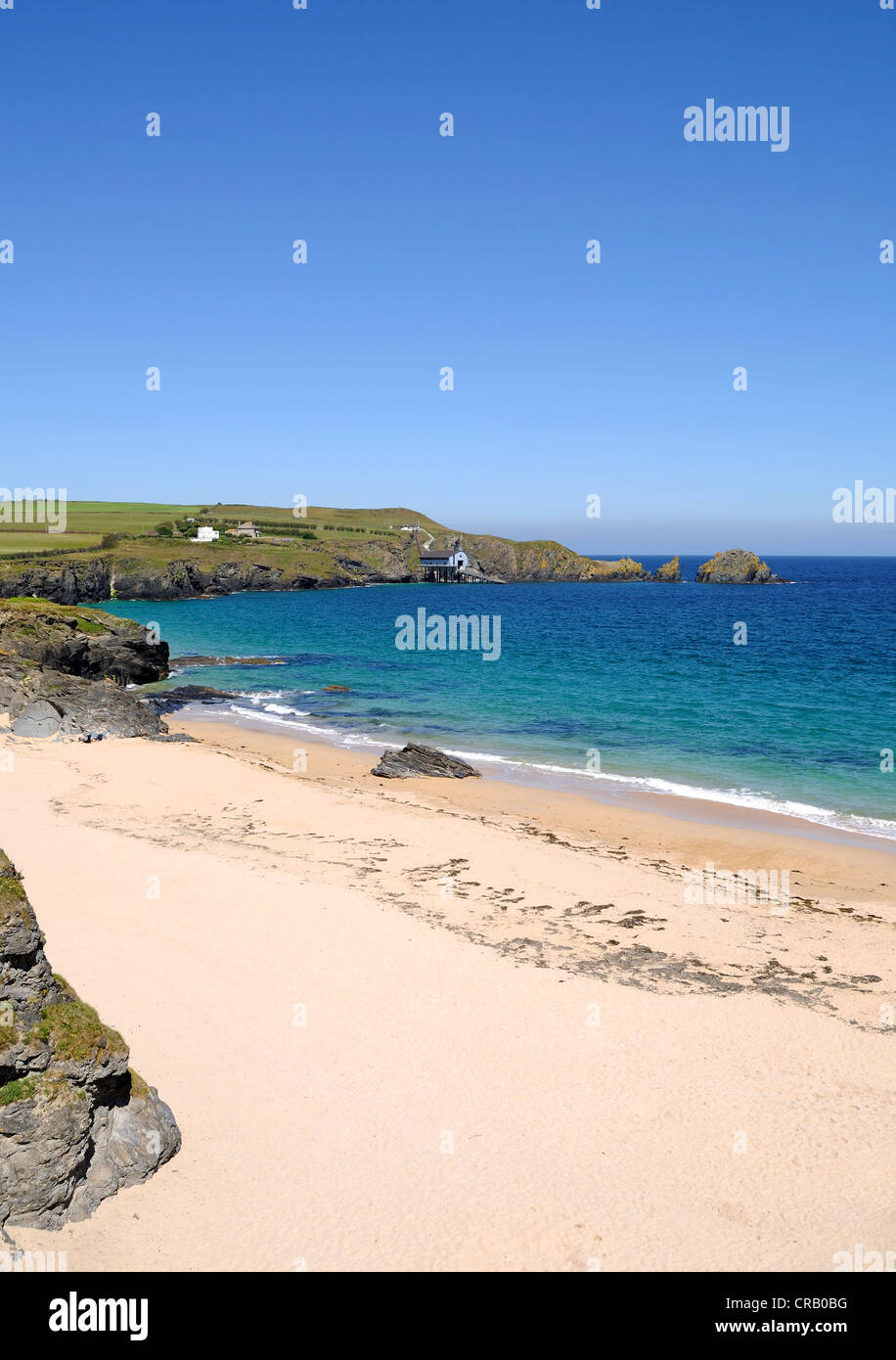 Plage de sable à Mère Iveys Bay près de Padstow à North Cornwall, UK Banque D'Images
