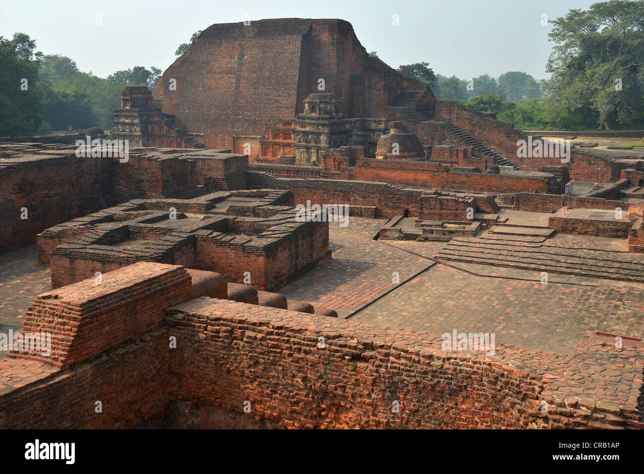 Site archéologique et un important lieu de pèlerinage bouddhiste, ruines de l'ancienne université de Nalanda, Global Banque D'Images