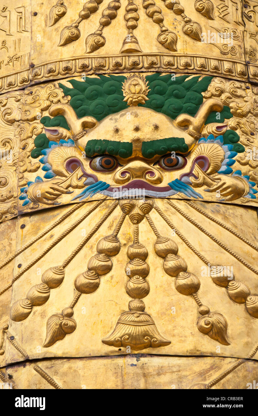 Ornement de toit bouddhiste, Temple Drepung, Lhassa, Tibet, Asie Banque D'Images