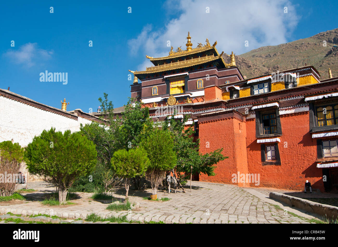 Le monastère de Tashilhunpo à Shigatse, Tibet, Asie, Banque D'Images