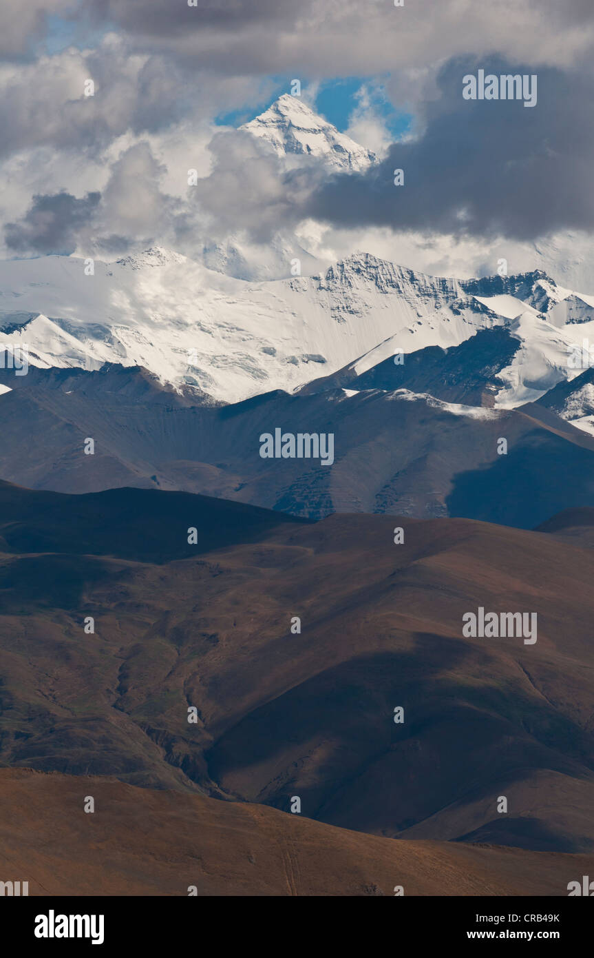 Vue sur le mont Everest et l'Himalaya, au Tibet, en Asie Banque D'Images