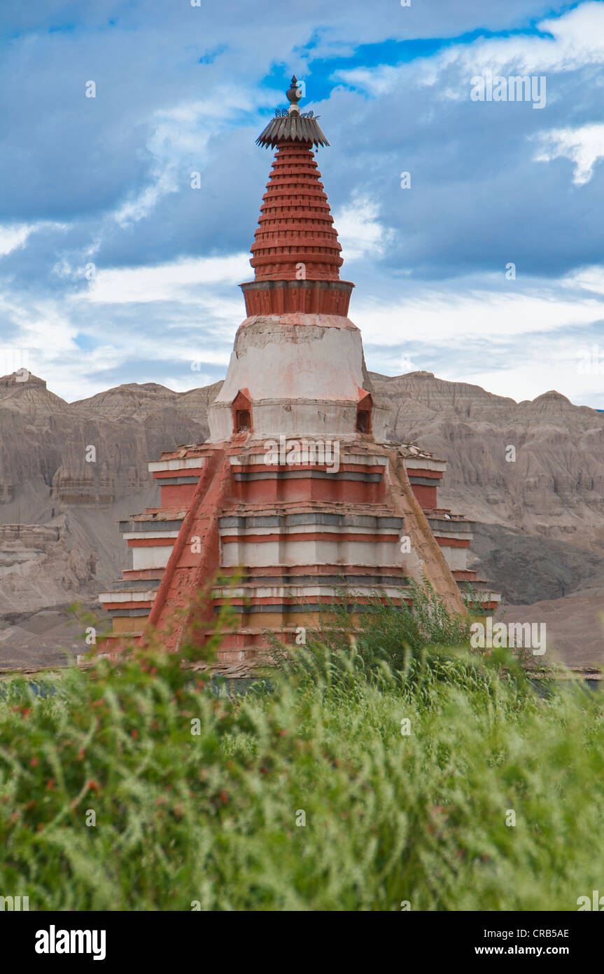 Vieux grand stupa, royaume de Guge, l'ouest du Tibet, Tibet, Asie Banque D'Images