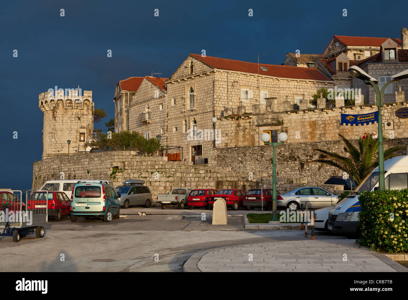 Remparts de Korcula, l''île de Korcula, Dalmatie centrale, Dalmatie, côte Adriatique, Croatie, Europe, PublicGround Banque D'Images