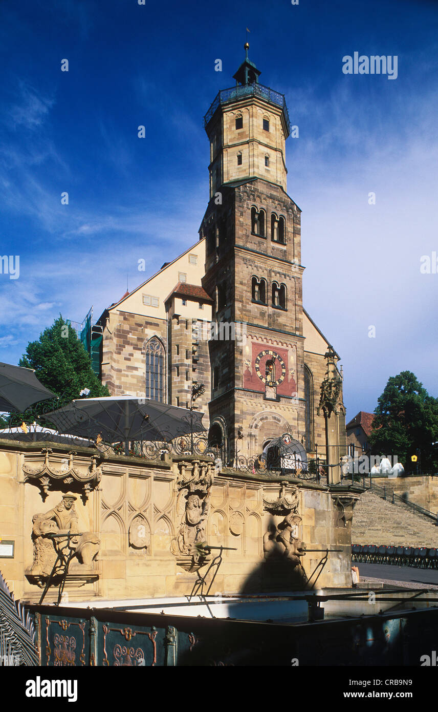 L'église de la ville de Saint Michel, Schwaebisch Hall, Hohenlohe, Bade-Wurtemberg, Allemagne, Europe Banque D'Images