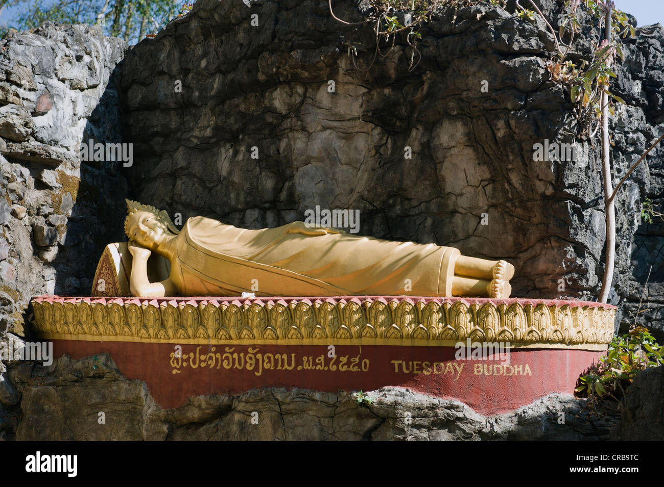 Bouddha couché, la montagne Phousi, Luang Prabang, Laos, Indochine, Asie Banque D'Images