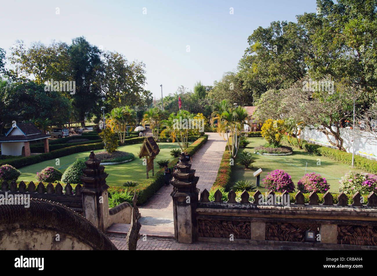 Jardin, Musée de l'art bouddhiste, Ho Phra Keo temple, Vientiane, Laos, Indochine, Asie Banque D'Images