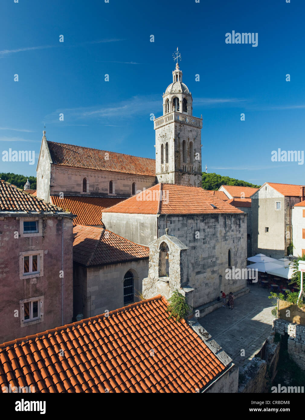 Cathédrale de Sveti Marko, la ville de Korcula, l''île de Korcula, Dubrovnik, Croatie, Europe Banque D'Images