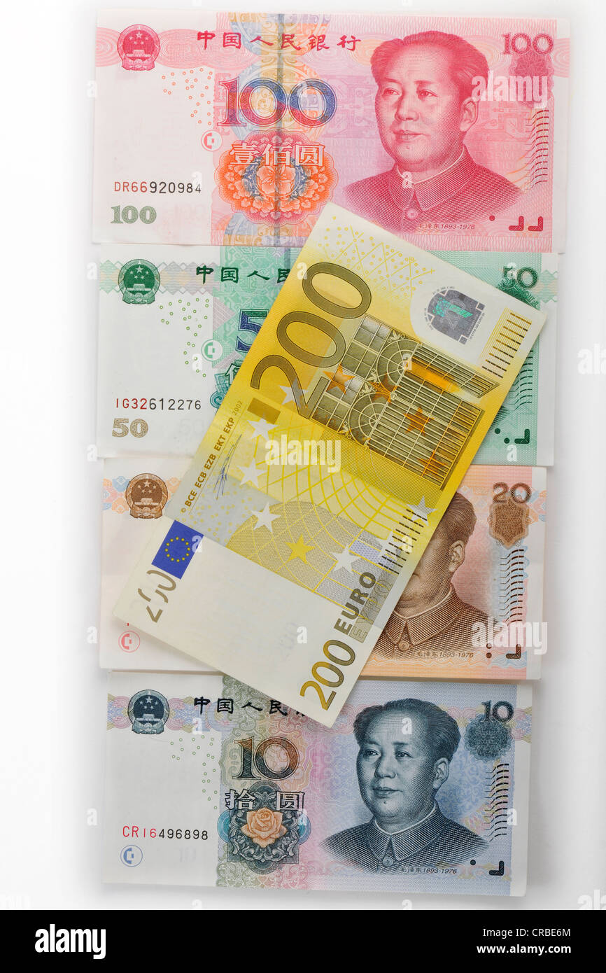 Image symbolique pour les taux de change, Chinese yuan renminbi, monnaie, de la République populaire de Chine, à l'Ouest Yuán Banque D'Images