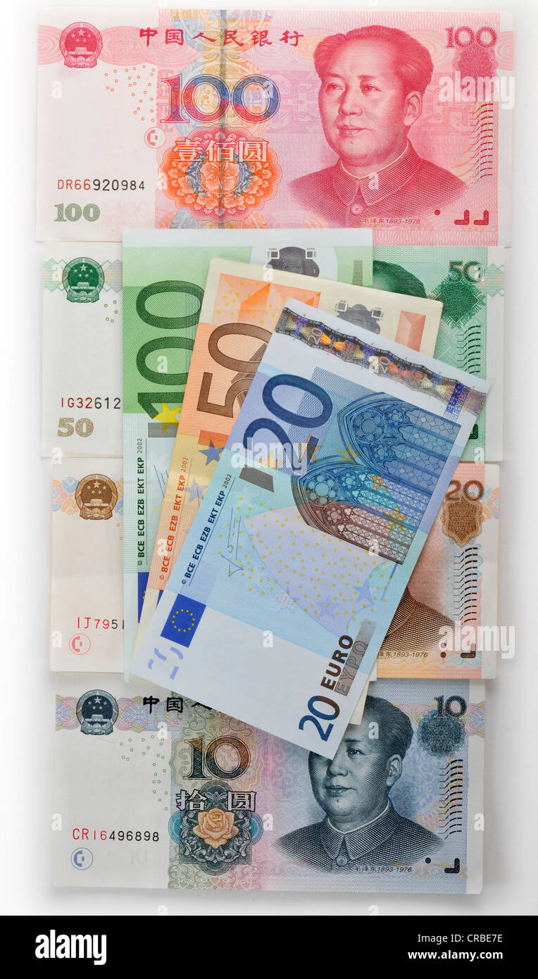 Image symbolique pour les taux de change, Chinese yuan renminbi, monnaie, de la République populaire de Chine, à l'Ouest Yuán Banque D'Images