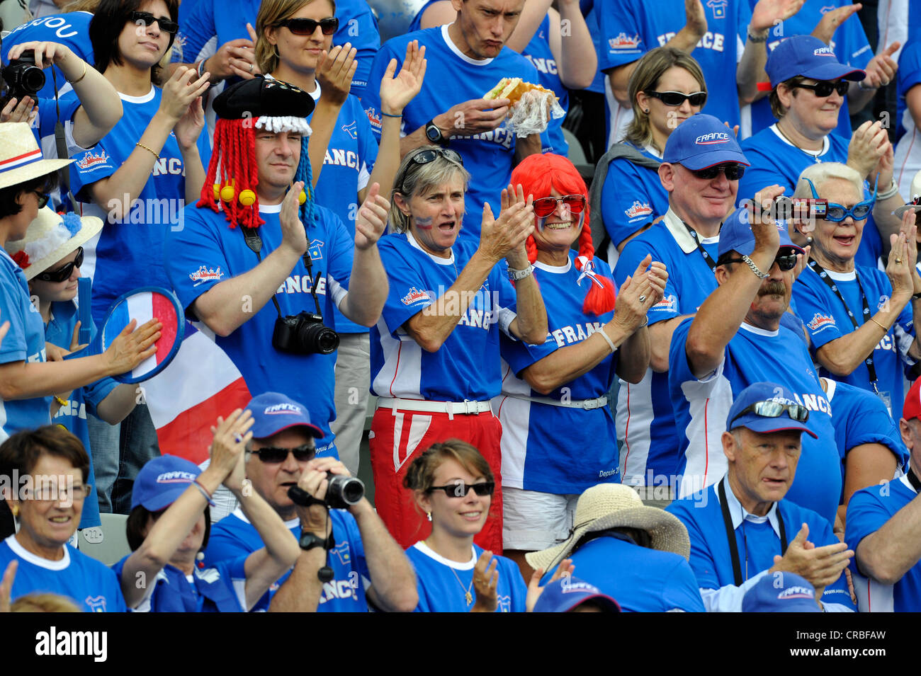 Fans français, les spectateurs, Davis Cup 2011 Quart de finale, Stuttgart, Bade-Wurtemberg, Allemagne, Europe Banque D'Images