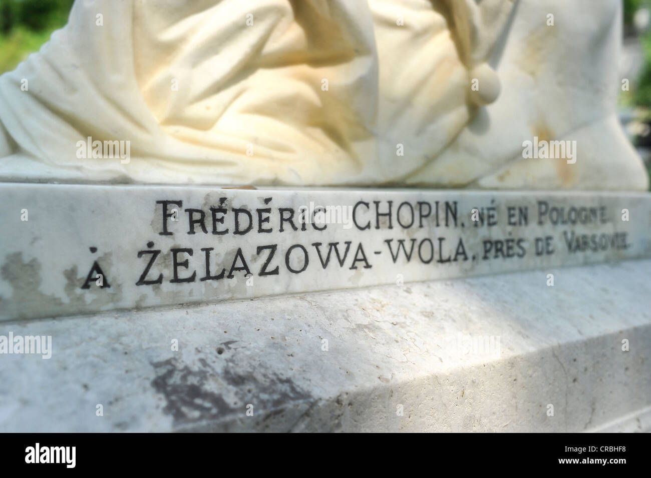 Inscription sur la tombe de Frédéric Chopin, cimetière du Père Lachaise, Paris, France, Europe