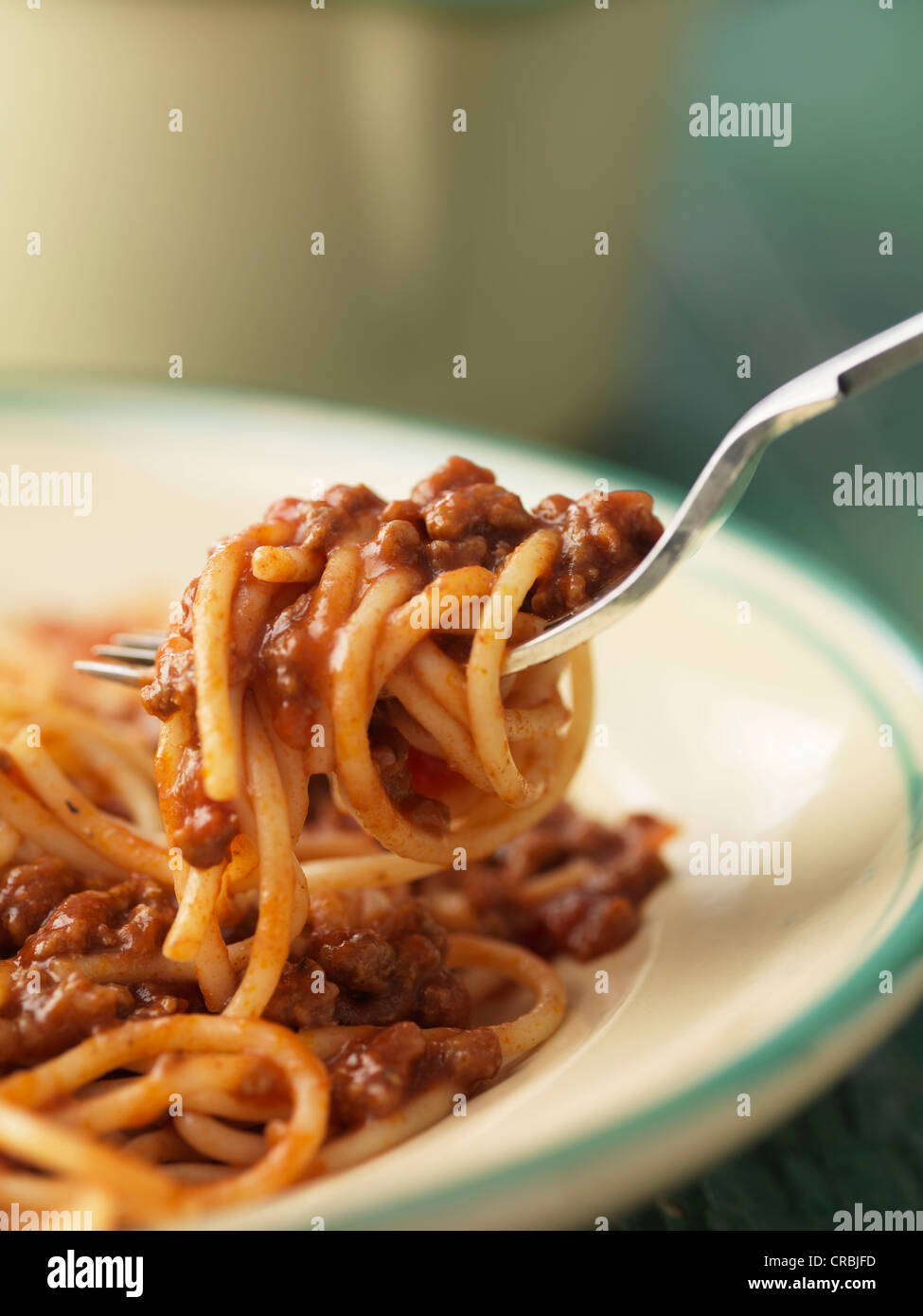 Forkful des spaghettis à la bolognaise Banque D'Images