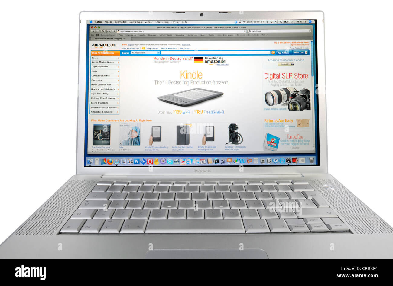Achats en ligne, Amazon.com, affiche sur un Apple MacBook Pro Banque D'Images