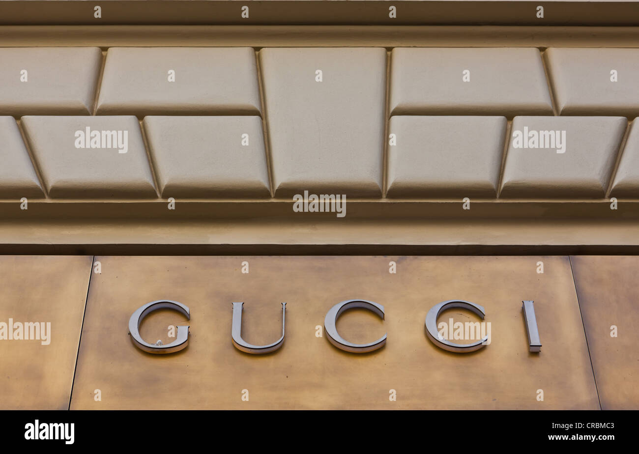 Boutique de luxe Gucci, quartier commerçant, Prague, République Tchèque, Europe Banque D'Images