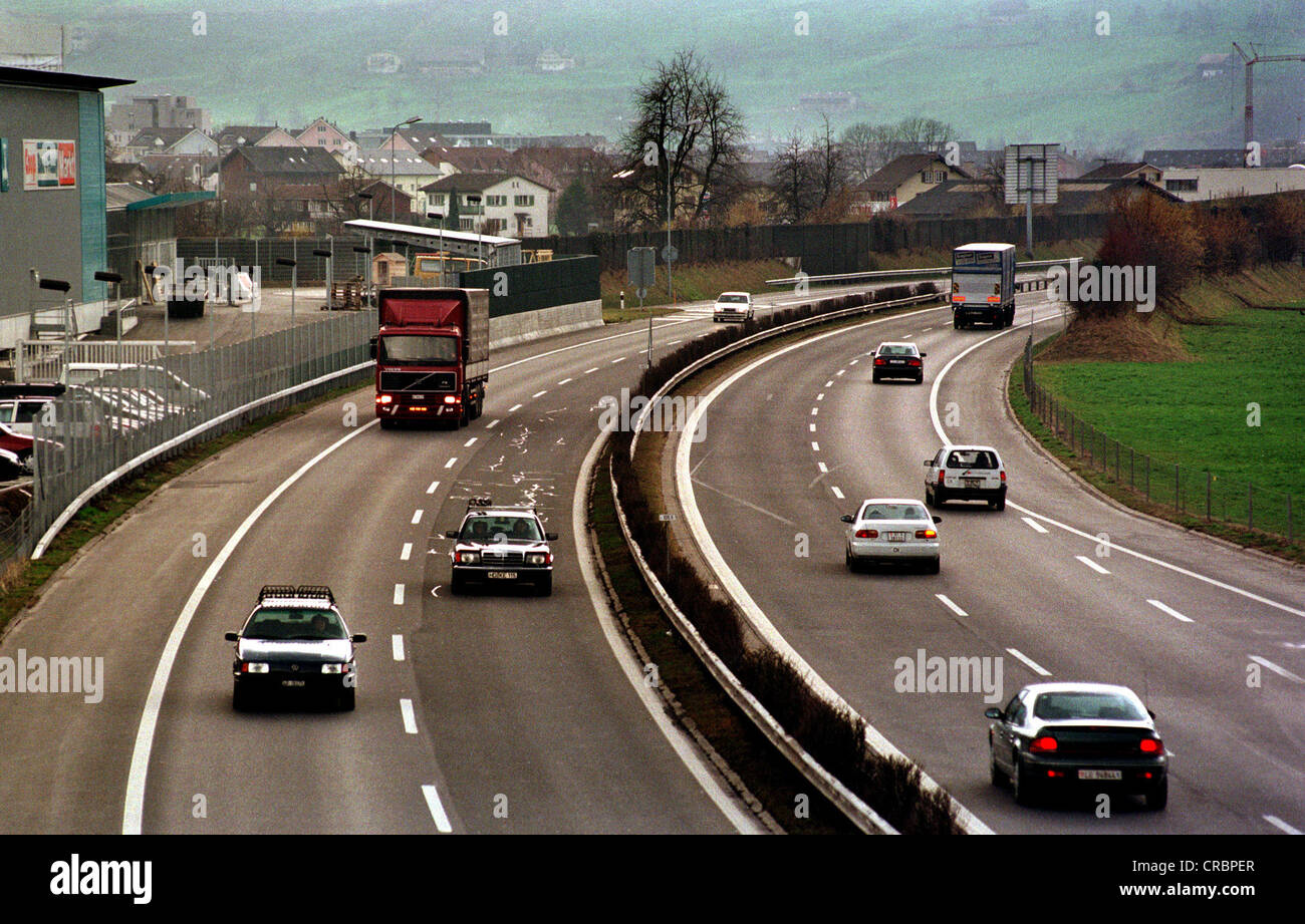L'autoroute à Stans (Suisse) Banque D'Images