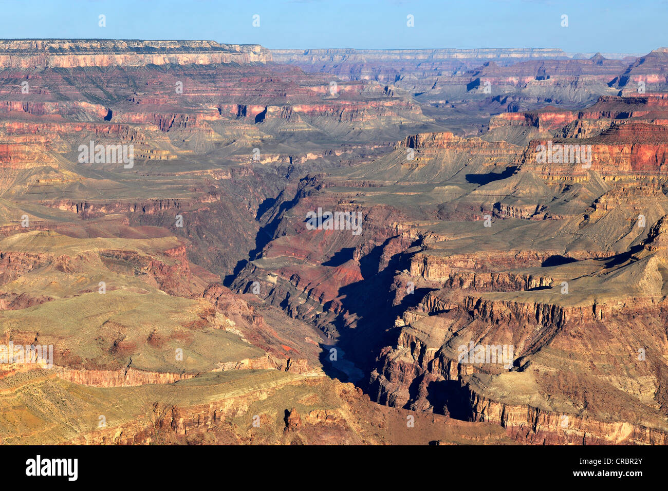 Vue sur le fleuve Colorado à partir de Lipan Point vers l'ouest, le Parc National du Grand Canyon, South Rim, Arizona Banque D'Images