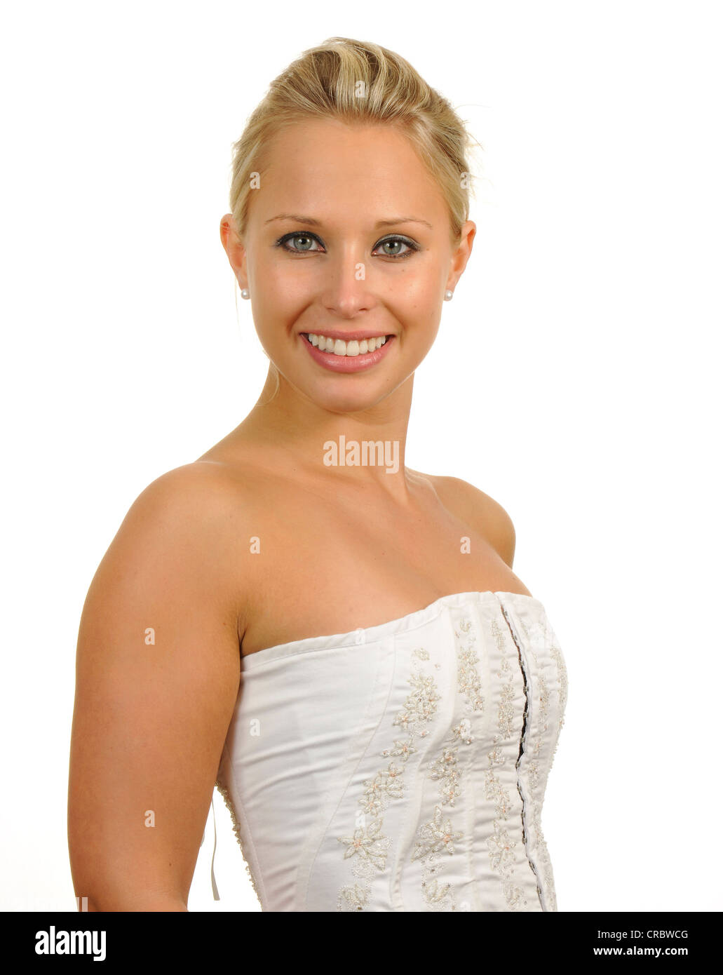 Jeune femme portant un haut bustier blanc, portrait Photo Stock - Alamy
