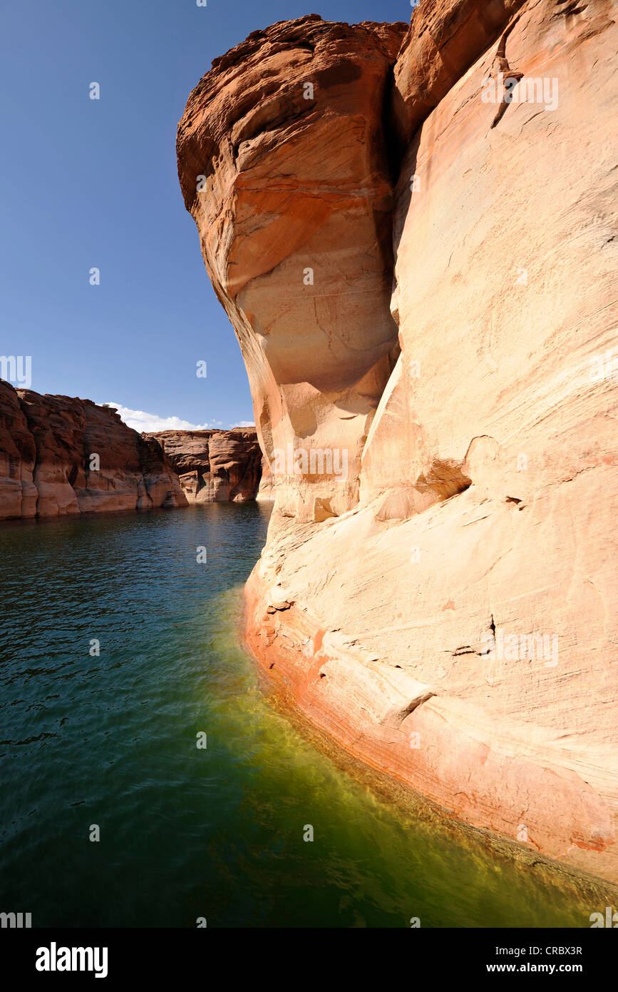 L'eau du bain que l'on appelle ligne de l'Antelope Canyon du Lac Powell, montrant les niveaux d'eau de pointe, Page, Nation Navajo Reservation Banque D'Images