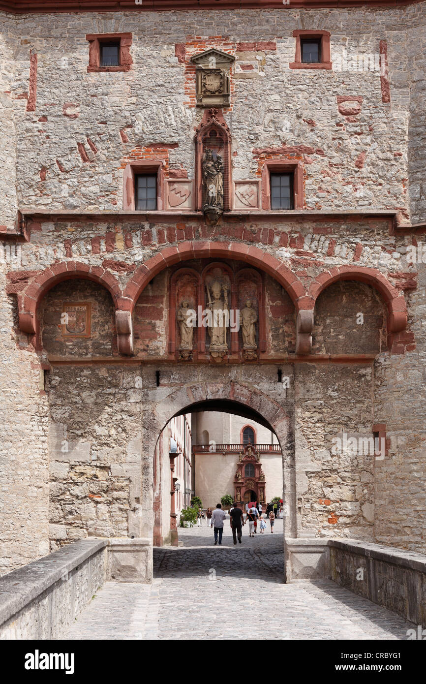 Scherenbergtor gate, Festung Marienberg, forteresse de Marienberg, Wuerzburg, en Basse-franconie, Franconia, Bavaria, Germany, Europe Banque D'Images