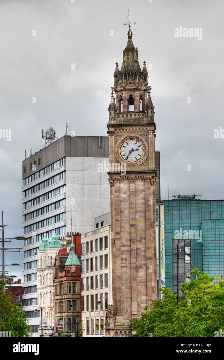 Tour de l'horloge, Albert Memorial Clock Tower, Belfast, Irlande du Nord, Royaume-Uni, Europe, PublicGround Banque D'Images