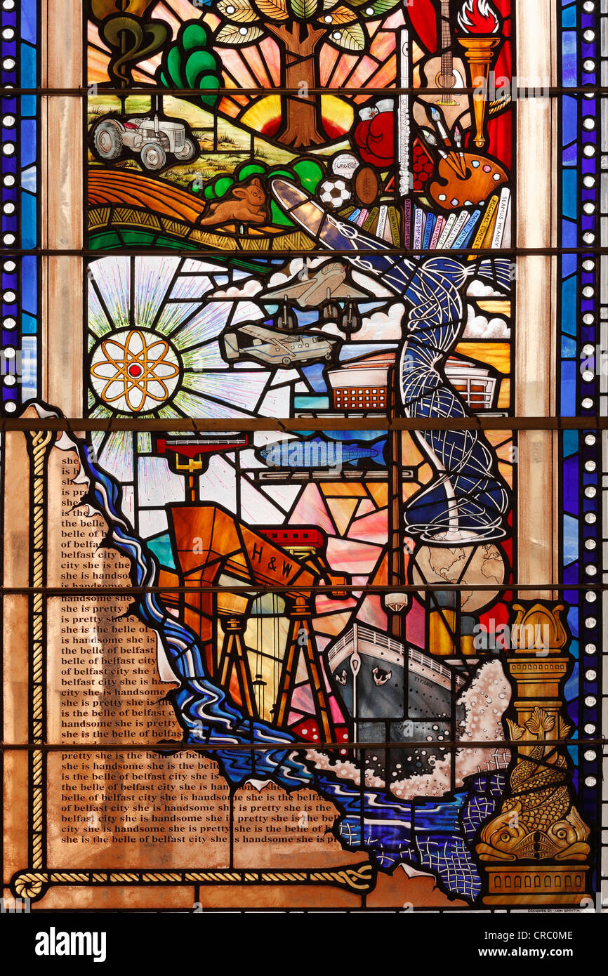 Fenêtre du centenaire, ville gall, Belfast, Irlande du Nord, en Irlande, en Grande-Bretagne, en Europe Banque D'Images