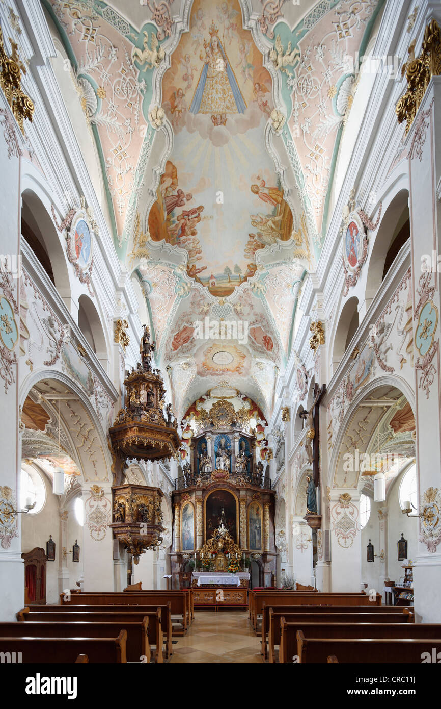 Église de pèlerinage de la Sainte Trinité, l'église de Heilige Dreifaltigkeit, Weihenlinden, paroisse de Bruckmuehl, Haute-Bavière, Bavière Banque D'Images