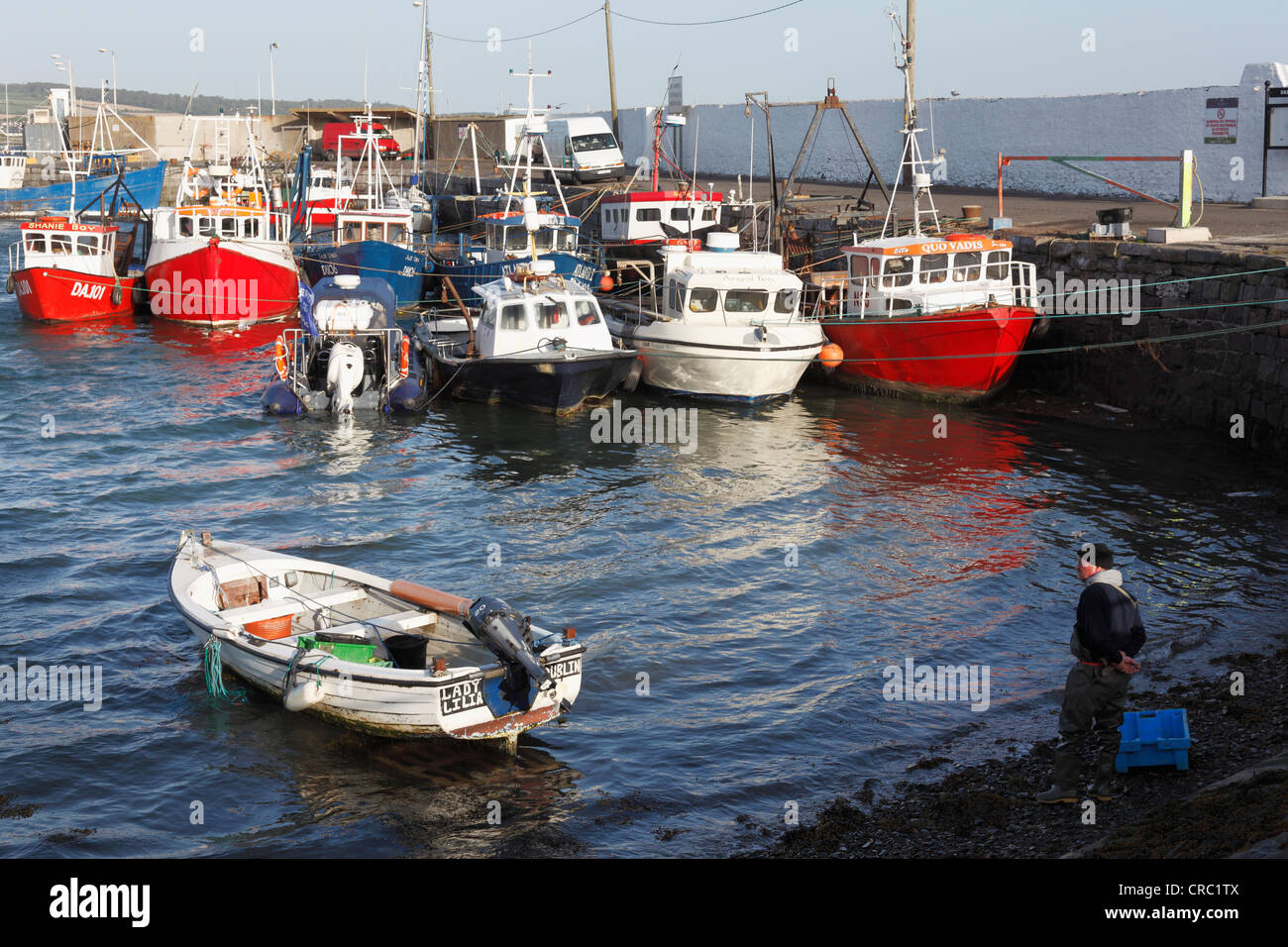 Bateaux dans le port de pêche, à Skerries, County Fingal, République d'Irlande, Europe Banque D'Images