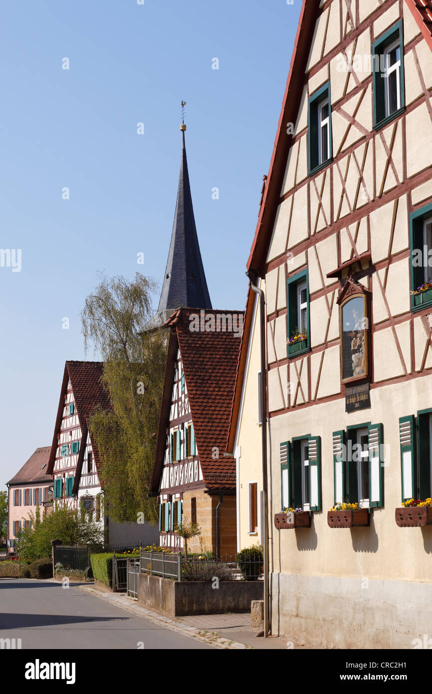 Maisons à colombages, Hetzler, Suisse franconienne, Haute-Franconie, Franconia, Bavaria, Germany, Europe Banque D'Images