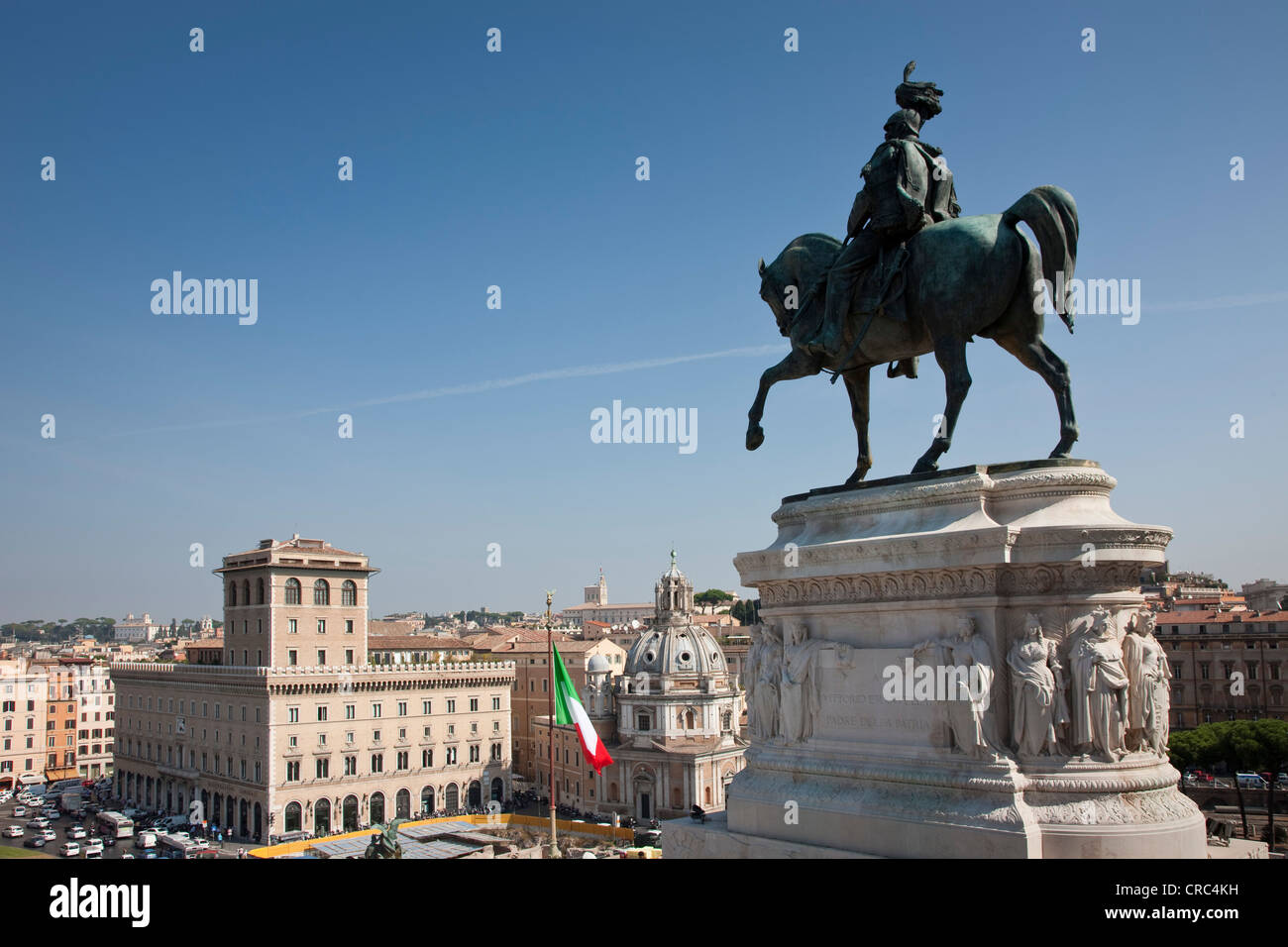 Statue équestre de Vittorio Emanuele II, monument monument, la Place de Venise, Rome, Italie, Europe Banque D'Images