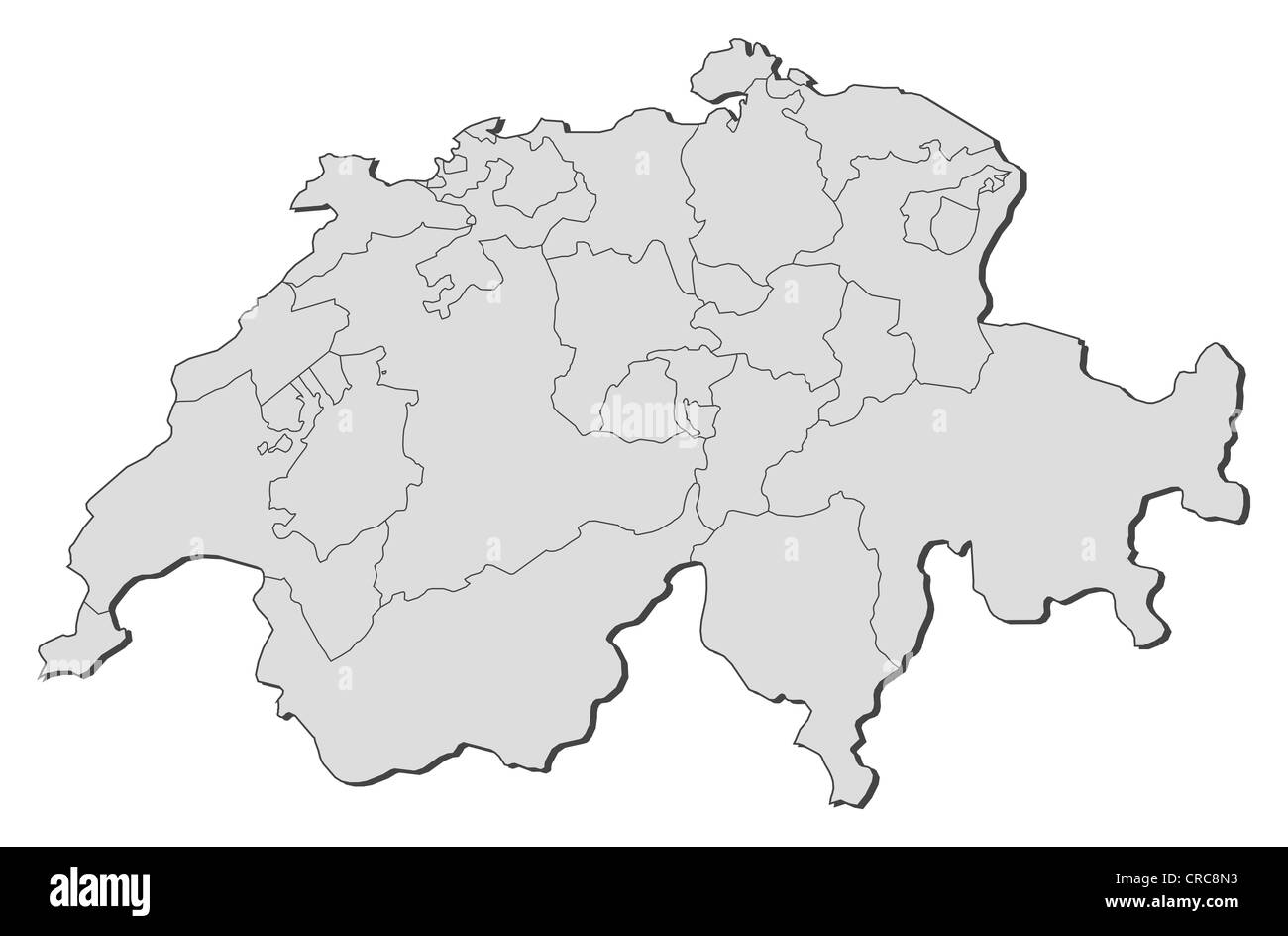 Carte politique de la Suisse avec l'plusieurs cantons. Banque D'Images