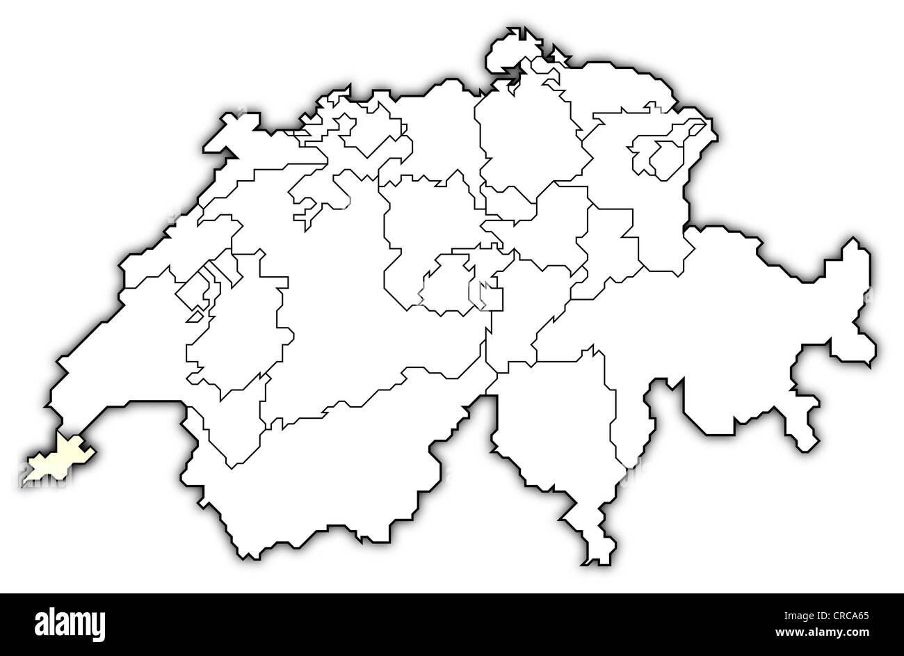 Carte politique de la Suisse avec l'plusieurs cantons où Genève est en  surbrillance Photo Stock - Alamy