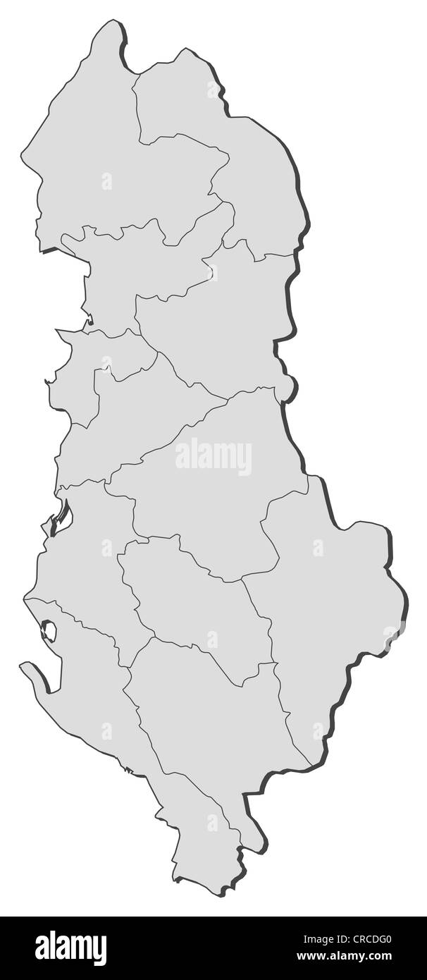 Carte politique de l'Albanie avec l'plusieurs comtés. Banque D'Images Carte politique de l'Albanie avec l'plusieurs comtés. Banque D'Images