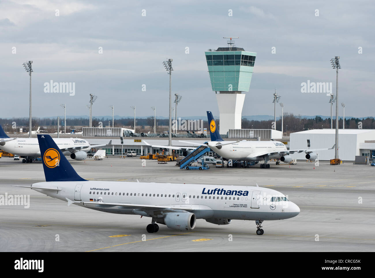 Airbus A320-200 de la Lufthansa, Ludwigshafen am Rhein, à l'aéroport de Munich, Bavaria, Germany, Europe Banque D'Images