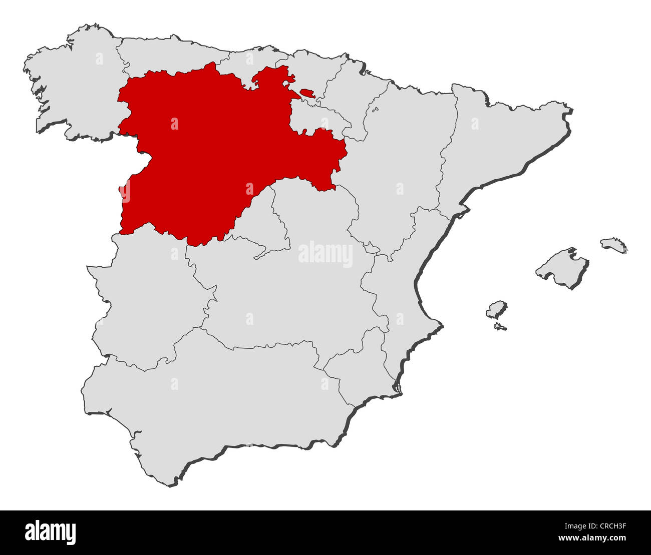 Carte Politique De L Espagne Avec Les Diverses Regions Ou La Castille Et Leon Est Mis En Evidence Photo Stock Alamy