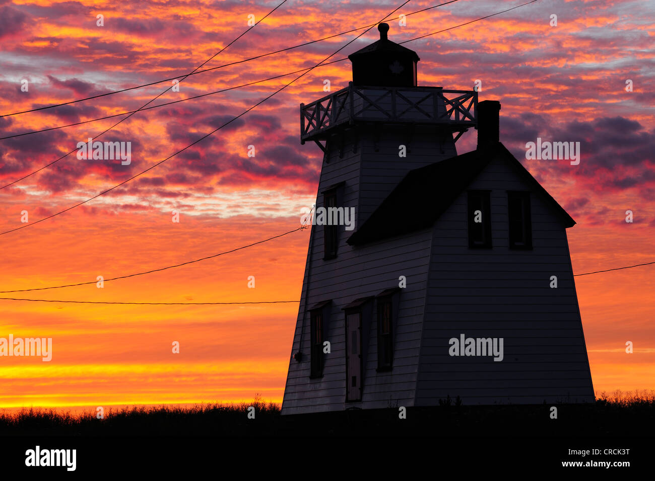 Phare au coucher du soleil, North Rustico, Prince Edward Island, Canada, Amérique du Nord Banque D'Images
