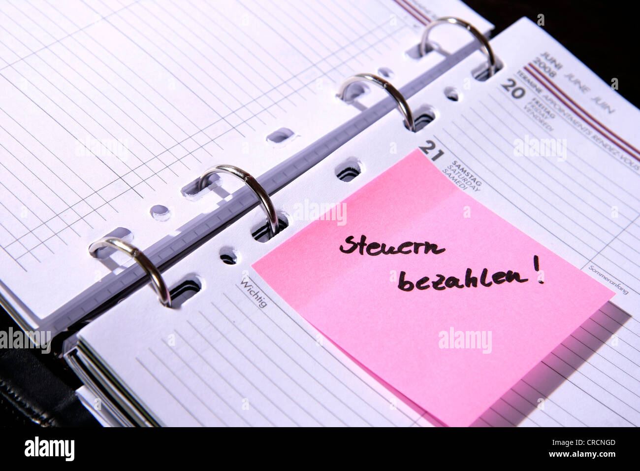 Carnet de rendez-vous 'payer de l'impôt', Allemagne Banque D'Images