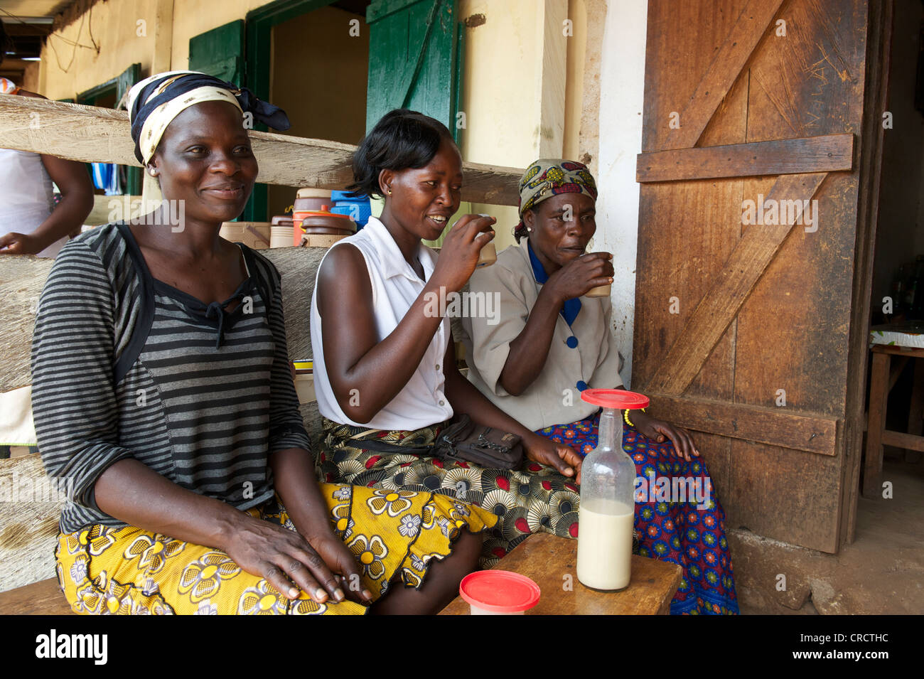 Les femmes boire du vin de palme, Bamenda, Cameroun, Afrique Banque D'Images