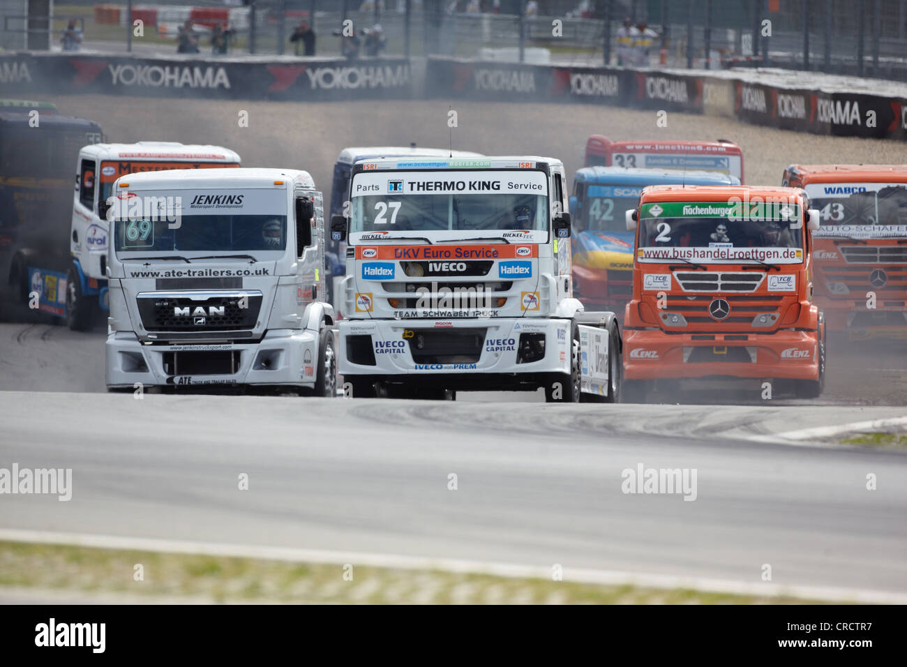 Les camions de course au Grand Prix camion sur la piste de course de Nürburgring, Rhénanie-Palatinat, Allemagne, Europe Banque D'Images