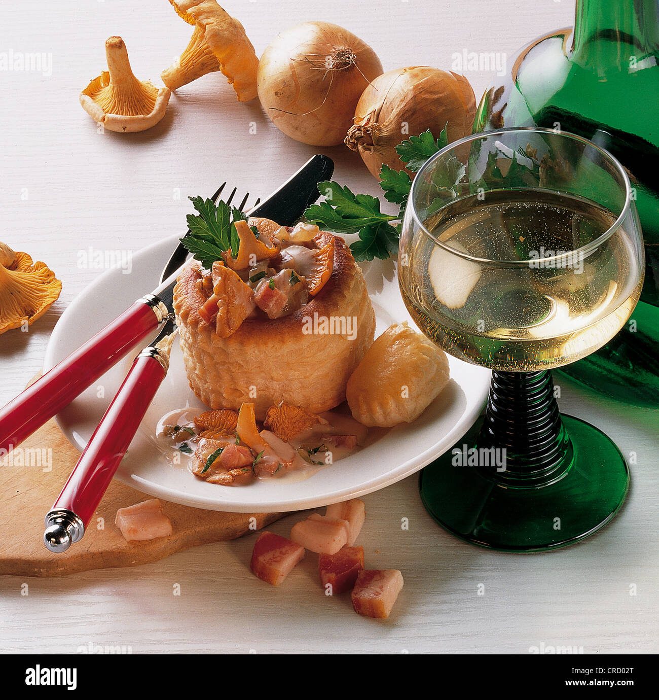 Champignons farcis vol-au-vent, Allemagne. Banque D'Images